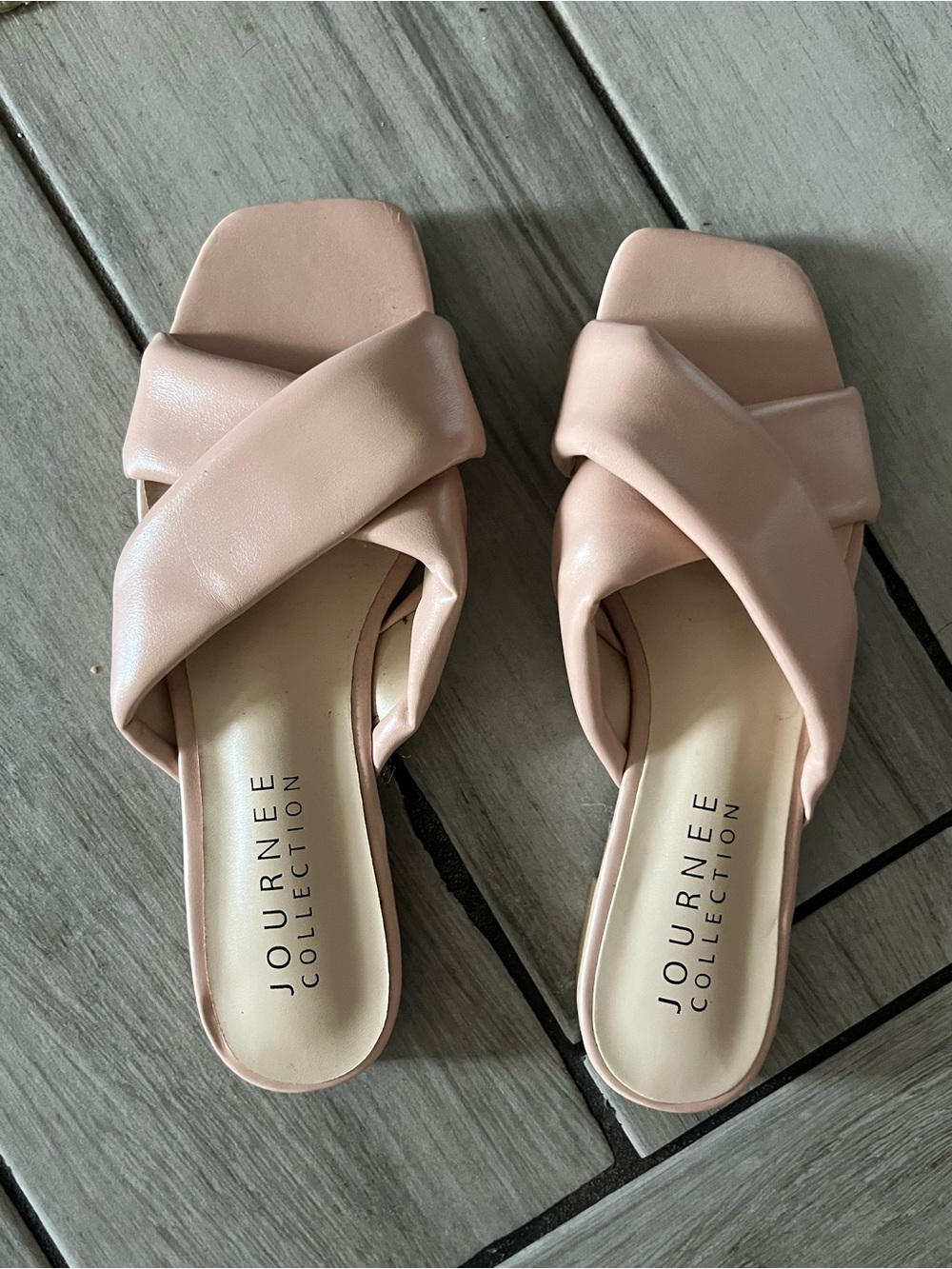 Journee Collection Blush Crisscross Slide Sandals
